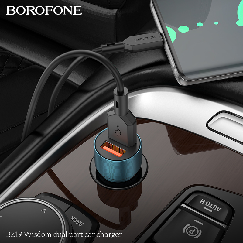 BOROFONE BZ19 Wisdom dual USB-A car charger 12 W NZ 7